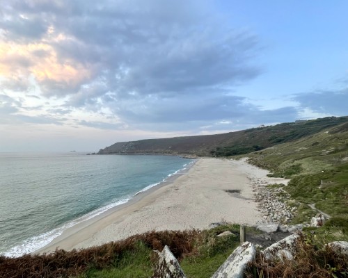 Photo of Gwyner beach taken from the cliffs above