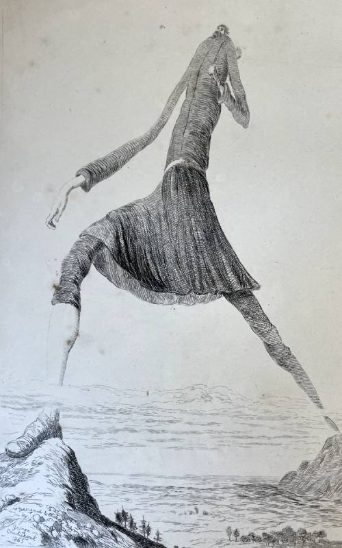Drawing of the Giant Bollster from Trengothal Barn history
